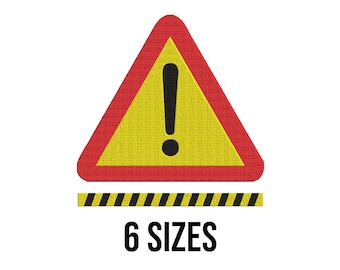 Danger Sign Embroidery Design- Warning Sign Embroidery Files- Traffic Sign Embroidery- Caution Tape Machine Embroidery Design Sizes -6 Sizes