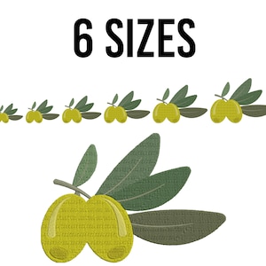 Olives with Leaves Embroidery Design - Olive Embroidery Files - Olives Branch Embroidery - Fruits Machine Embroidery Design Files - 6 Sizes