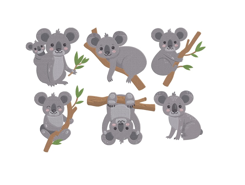 Koala Set Embroidery Designs - Cute Koala Embroidery Design - Animals ...