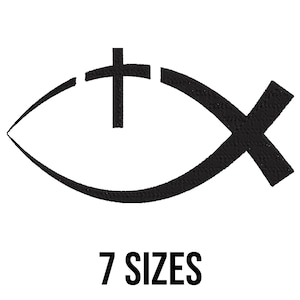 Jesus Fish Embroidery Design: Christian Ichthys Applique (7 Sizes, Digital Download