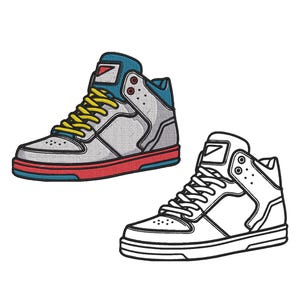 Sneakers Embroidery Design: Jogger Shoes Applique (5 Sizes) (Digital Download)