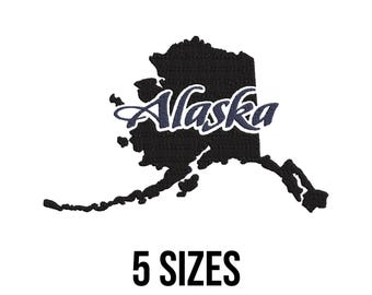 Alaska Embroidery Design - USA State Embroidery Design - Alaska State Embroidery Design - Alaska Machine Embroidery Design Files - 5 Sizes