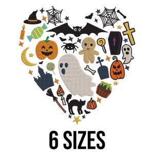 Halloween Heart Embroidery Design - Scary Heart Embroidery Design - Halloween Gift Embroidery - Machine Embroidery Design Files - 6 Sizes