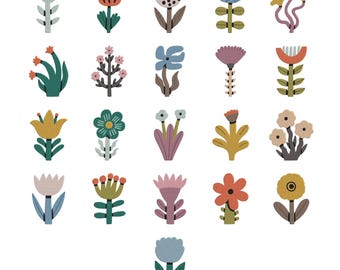 Flower Embroidery Design - Wildflowers Embroidery Design - Flower Collection Embroidery Design - Machine Embroidery Design Files - 8 Sizes