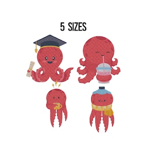 Octopus Embroidery Design - Octopus Silhouette Embroidery Design - Sea Animals Embroidery - Ocean Machine Embroidery Design Files - 5 Sizes