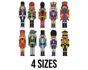 Christmas Nutcracker Set Embroidery Design - Holiday Nutcracker Embroidery Design - Xmas Nutcracker Machine Embroidery Design Files -4 Sizes