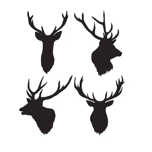 Deer Head Silhouette Embroidery Design: 5 Sizes, Multiple Formats