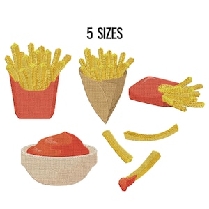 French Fries Embroidery Design, Mini French Fries, French Fries Silhouette, Machine Embroidery design, Food Embroidery Design, 5 Sizes