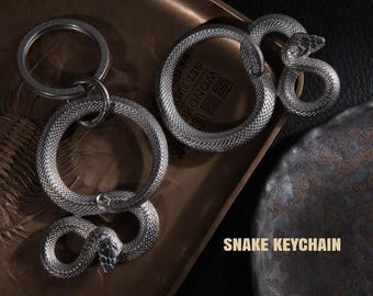 Original retro stainless steel snake-shaped keychain car key hanger