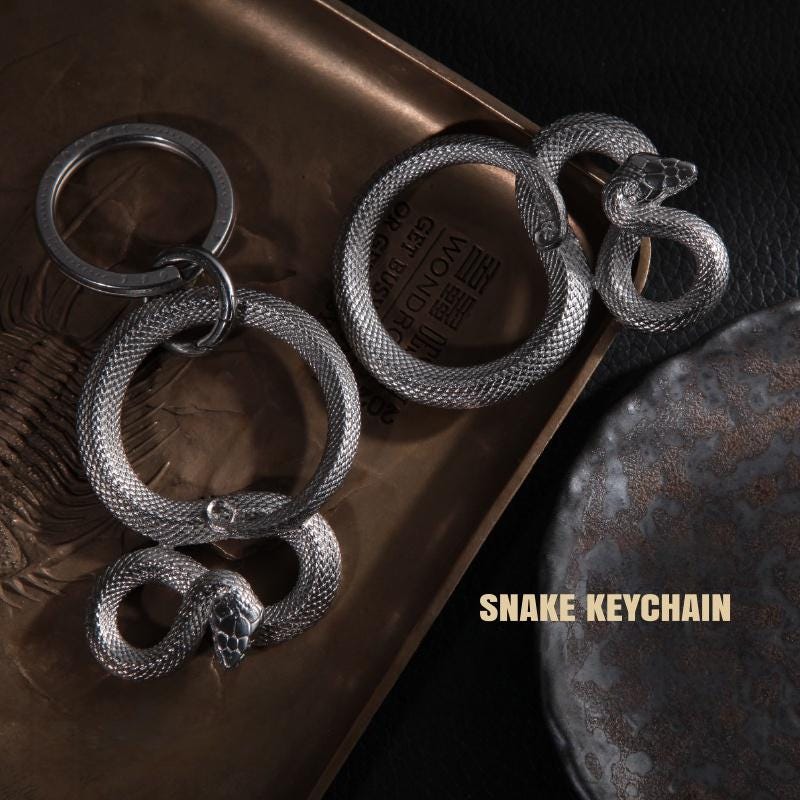 Snake Key Pin Original Retro Stainless Steel Snake-shaped Keychain Car Key Hanger - Etsy