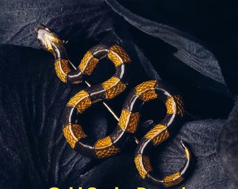 Brass Snake Brooch, Retro Rattlesnake Emblem