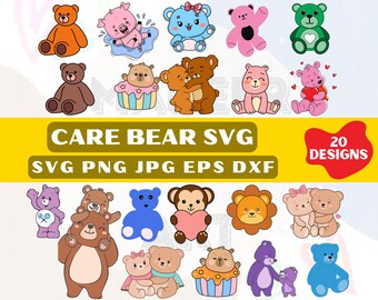 Care Bears SVG Bundle: Cartoon Clipart, Layered Designs (Digital Files)