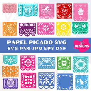 Papel Picado Svg, Papel Picado Clipart, Mexican Art Svg, Fiesta Bunting, Papel Picado Banner, Dia De Los Muertos, Papel Picado SVG Cut Files