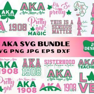 Alpha Kappa Alpha SVG Bundle: AKA Greek Letters, 1908 (Digital Download)