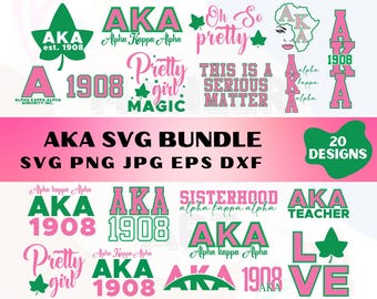 Alpha Kappa Alpha SVG Bundle: AKA Greek Letters, 1908 (Digital Download)