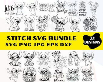 Stitch SVG Bundle: Cartoon Clipart for Cricut, Silhouette (Digital Download