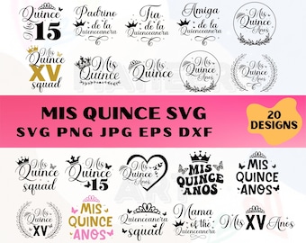 Paquete SVG de Mis Quince: 15.º cumpleaños, Quinceañera (Descarga digital)
