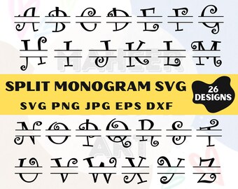 Split Monogram Alphabet SVG Bundle: Cricut & Silhouette Cut Files (Digital Download