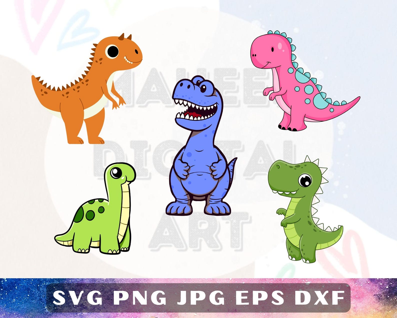 Dinosaur Clipart SVG Bundle, Dino Animal Cartoon (digital Download) - Etsy