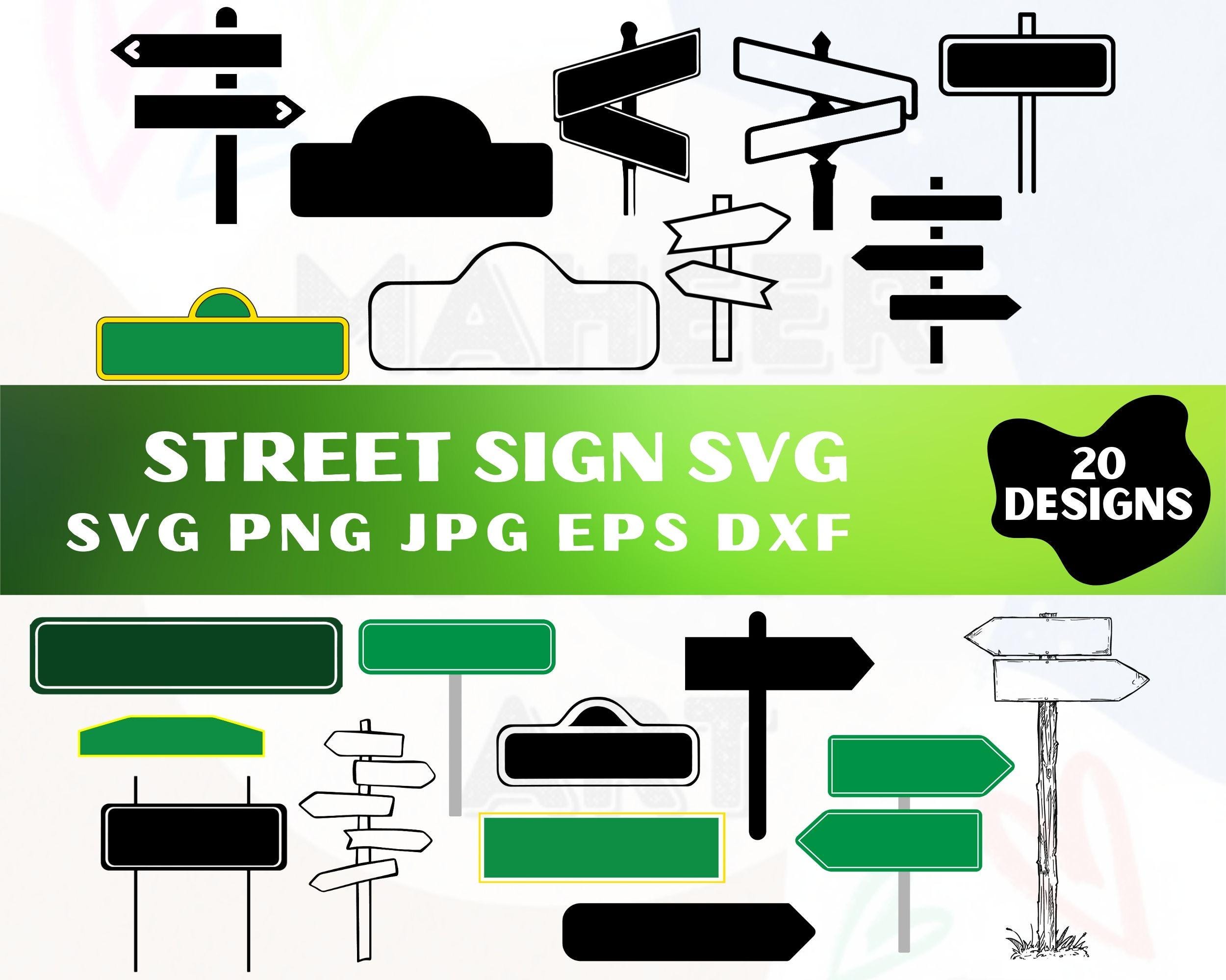 Street Sign SVG Bundle: Directional Crossroads, Destination Signs ...