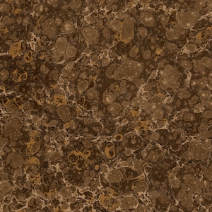 May include: A brown and white marbled paper with a subtle gold shimmer. The paper has a textured surface and a unique, organic pattern.