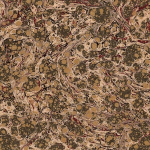 Carta marmorizzata a mano per rilegatura e restauro di libri, oro su marrone chiaro 48 x 67 cm 19 x 26 pollici Serie c237