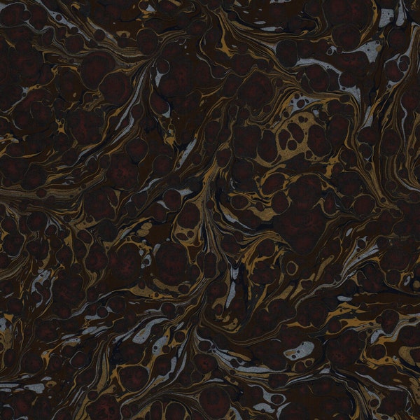 Black Hand Marbled Paper for Restoration and Bookbinding 48x67cm 19x26in Gold and Silver Series f035