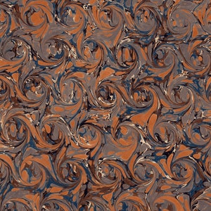 Carta marmorizzata a mano per rilegatura e restauro di libri, motivo French Curl 48 x 67 cm 19 x 26 pollici Serie d858