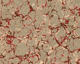 Hand Marbled Paper, Silver on Light Brown, Bookbinding Restoration, (48x68cm 19x27in) f104