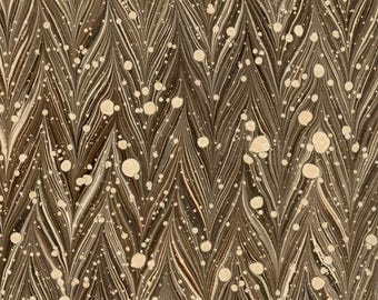 Hand Marbled Paper, Antique Spot on Feather Pattern, Bookbinding Restoration, (48x68cm 19x27in) g041