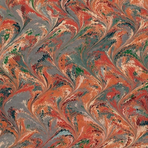 Carta marmorizzata a mano, foglio grande per restauro e rilegatura, motivo a onde grandi, grana lunga, 60 x 86 cm (24 x 34 pollici) f746