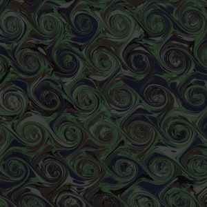 Puede incluir: Tela de patrón abstracto con un diseño de remolino en tonos de verde, azul y negro.