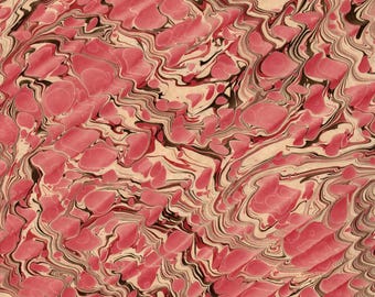 Hand Marbled Paper, Spanish Pattern, Gold on Light Brown, Bookbinding Restoration, (48x68cm 19x27in) f865