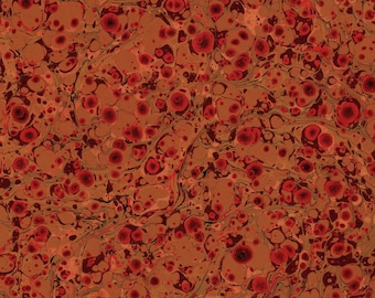 Hand Marbled Paper, Gold on Red, Bookbinding Restoration, (48x68cm 19x27in) f849