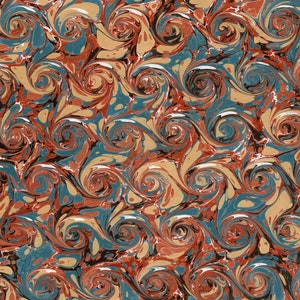 Hand Marbled Paper for Bookbinding and Restoration, French Curl Pattern 48x67cm 19x26in Series f409
