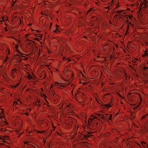 Papier marbré à la main rouge pour reliure et restauration, motif bouclé français 48 x 67 cm Série f524