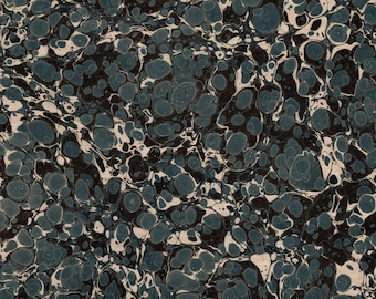 Hand Marbled Paper for Restoration and Bookbinding, Silver on Light Brown 48x67cm 19x26in Series d122