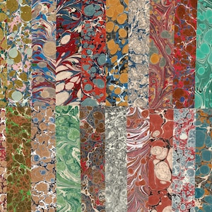 Hand Marbled Paper Mega Pack of 100 Different Pieces 9.7x16cm 3.8x6.3in for Papercrafts and Arts Precut Lot Set