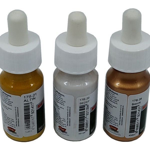 Acrylic Metallic Paint for Easy Marbling and Ebru 6 Bottles, 3 Colors (30ml 1oz) Ready to Use
