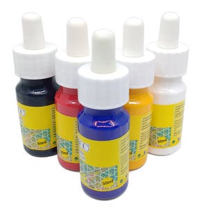 Set of 5 Bottles Acrylic Paint for Easy Marbling and Ebru (30ml 1oz) Choose Your Colors, Ready to Use