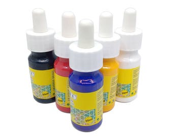 Acrylic Paint for Easy Marbling and Ebru 5 Bottles (30ml 1oz) Choose Your Colors, Ready to Use