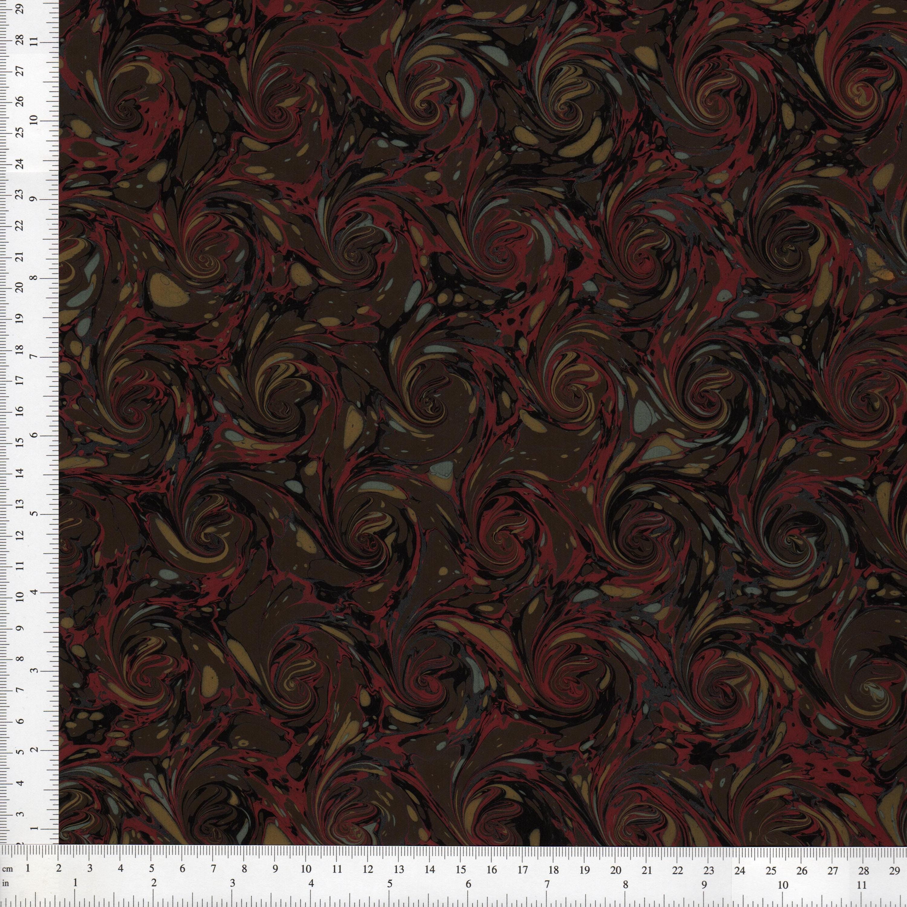 Black Hand Marbled Paper for Bookbinding and Restoration, French Curl Pattern 48x67cm 19x26in Series f526