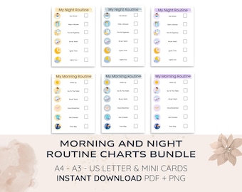 Morning & Night Routine Charts for Kids | Visual Schedule Printable | Autism-Friendly | Sensory Routine PDF Download