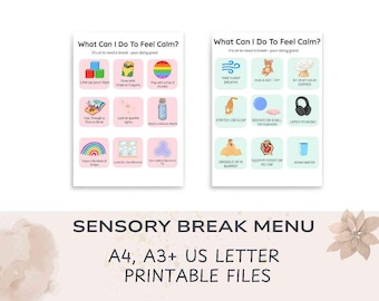 Sensory Break Menu for Kids | Printable Calm Down Choice Board | Autism and ADHD Visual Regulation Tool PDF