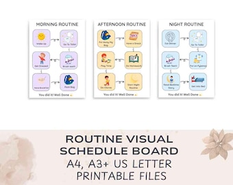 Printable Kids Routine Schedule | Visual Daily Chart for Morning, Afternoon and Night | Autism and Sensory Support | A4 A3 US Letter