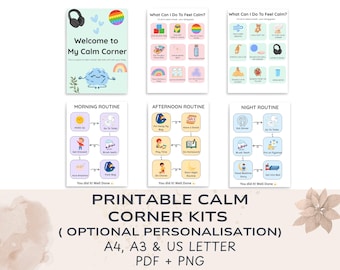 Calm Corner Kit for Kids | Printable Emotional Regulation Toolkit | Visual Calm Down Corner for Toddlers & Neurodivergent Kids