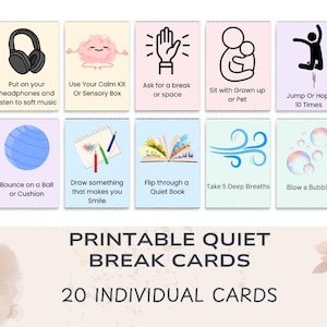 Quiet Break Cards for Kids | Autism & Sensory Toolkit | Printable Calm Down Visuals + A4 Bonus