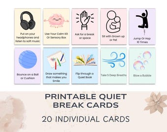 Quiet Break Cards for Kids | Autism & Sensory Toolkit | Printable Calm Down Visuals + A4 Bonus