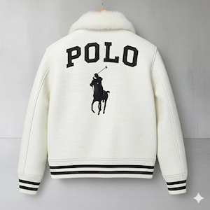 Chaqueta de piel Polo Chaqueta bomber de piel de cocodrilo blanca Chaqueta Polo bordada con piel / Regalo ideal imagen 1