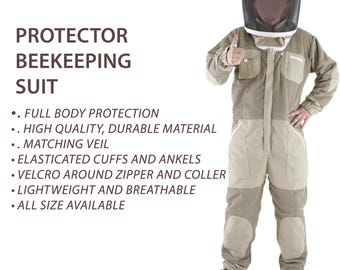 Traje profesional de apicultura - Traje de apicultura ventilado de 3 capas con malla a prueba de picaduras - Equipo completo para colmenas con velo de protección - Unisex (hombre y mujer)